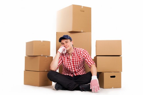 Furniture and boxes prepared for a removals van job in Brent